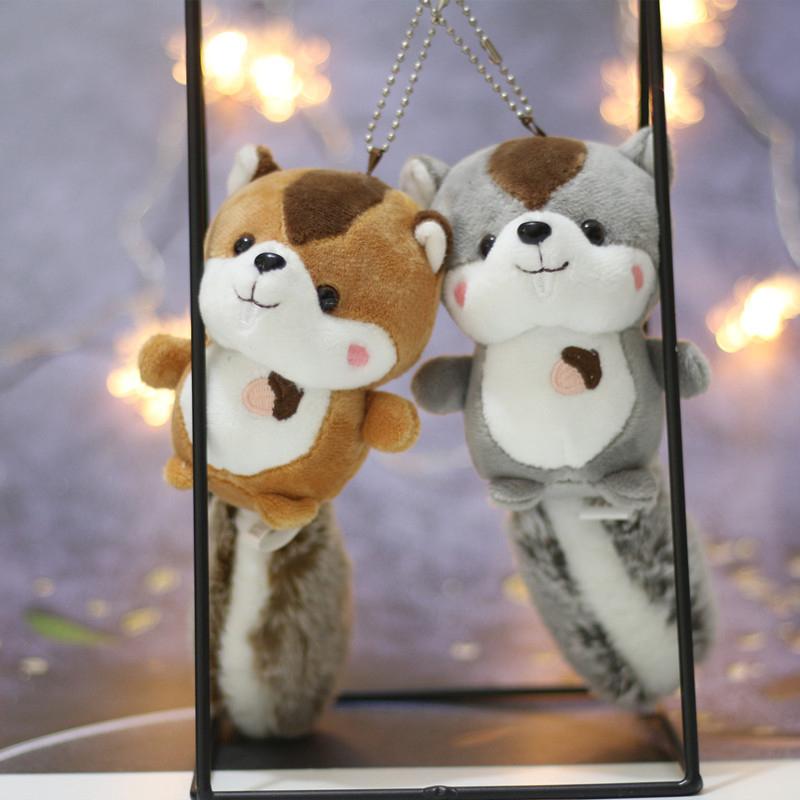 Kawaii Squirrel Plush Toys Simulation Animal Dolls Stuffed Soft Keyring Bag Pendant Home Decorative For Children Girls