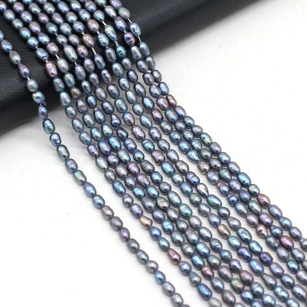 Valentine's Day Gift, Black Natural Pearl Beads, Handmade Rice Beads for Jewelry Making DIY Necklace Bracelet Accessories 36cm