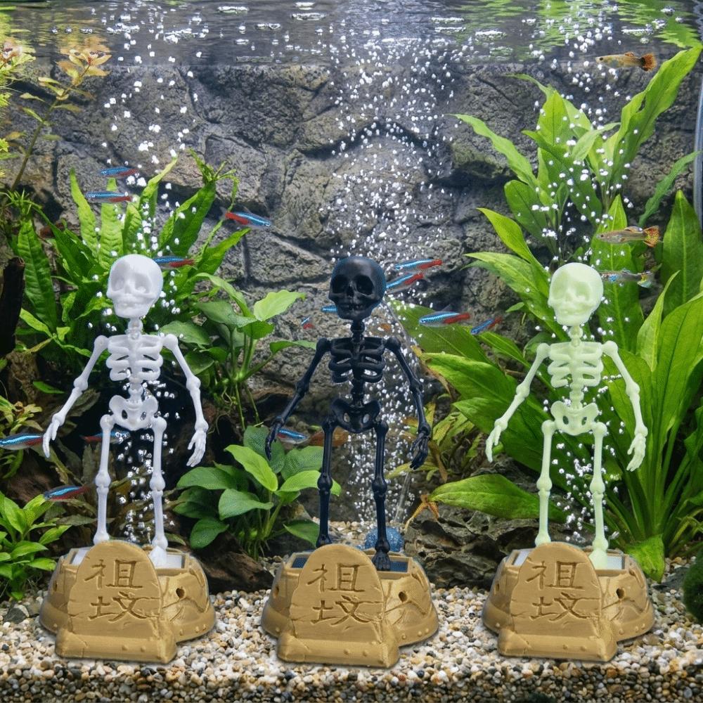 3D Printed Dancing Skeleton Aquarium Bubbler Plastic Water Dance Skull  Aquarium Landscaping