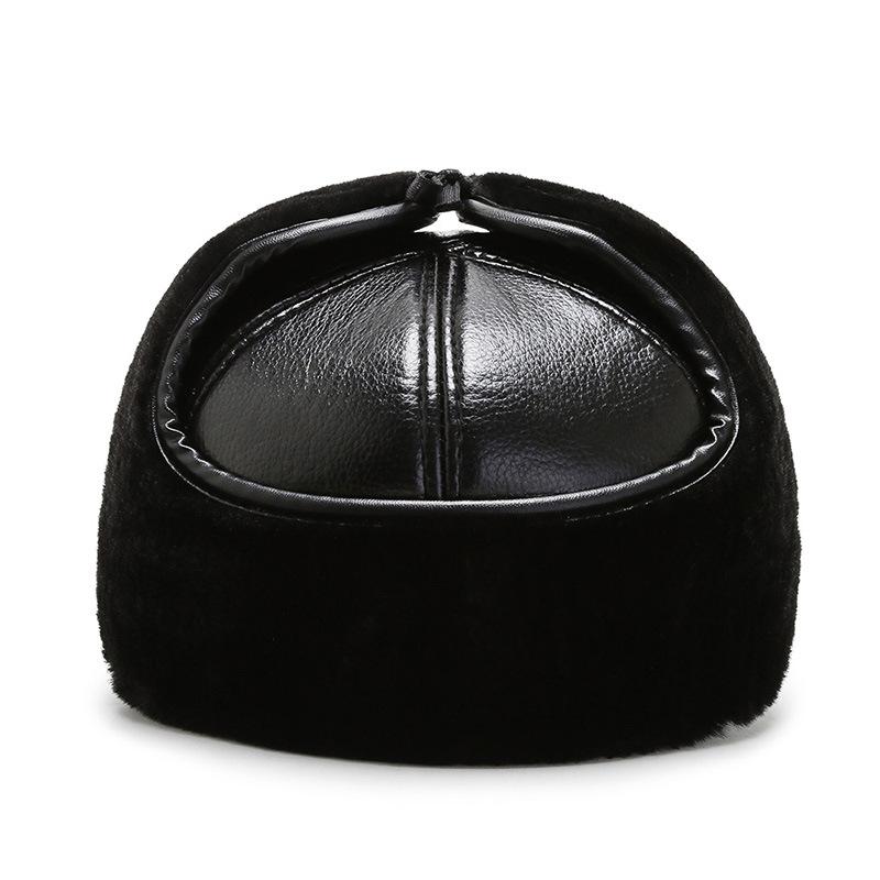 Letter Beat Warm Cap Pu Leather Outdoor Windproof Breathable Protection Sun