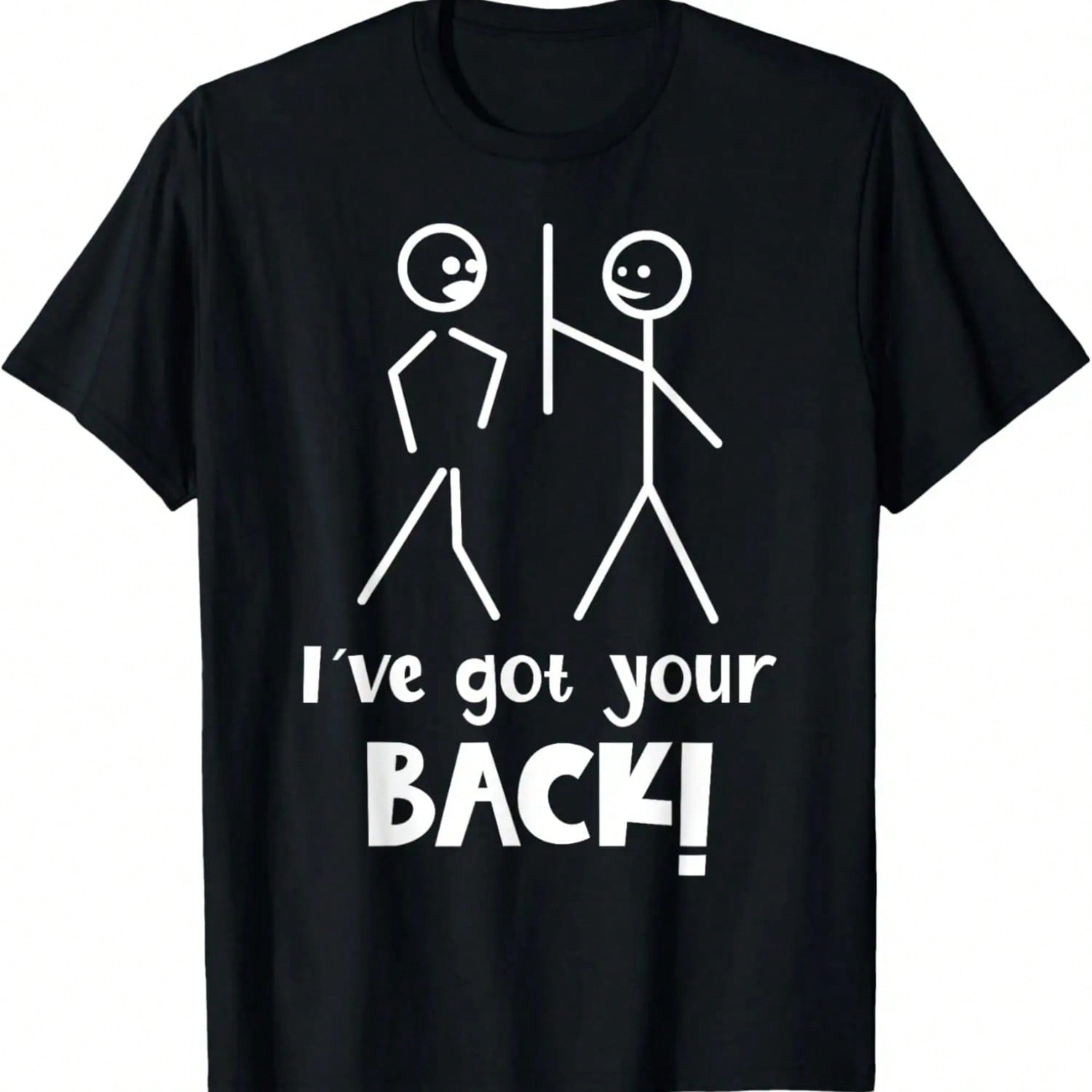 Novelty Sarcasm Stick Figures- Saying I Got Your Back T-Shirt S разноцветный