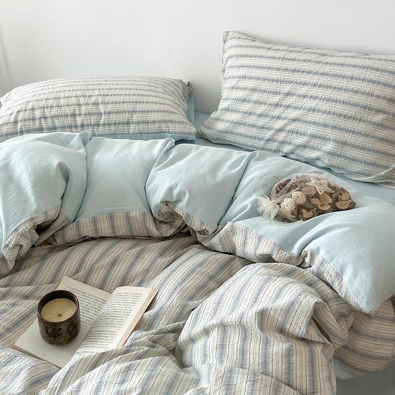 New Washed Super Soft Duvet Cover Set with Bed Sheet Skin-friendly Bedding Set Hygroscopic Breathable Quilt Cover and Pillowcase