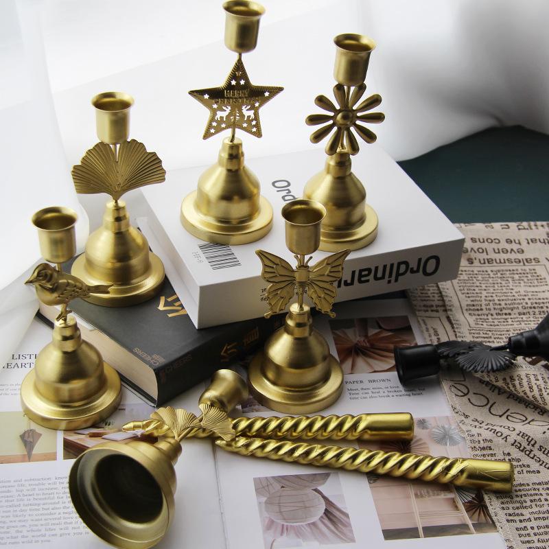 

European Retro Wrought Iron Candlestick Ornaments Christmas Table Decoration Romantic Wedding Candle Cup Live