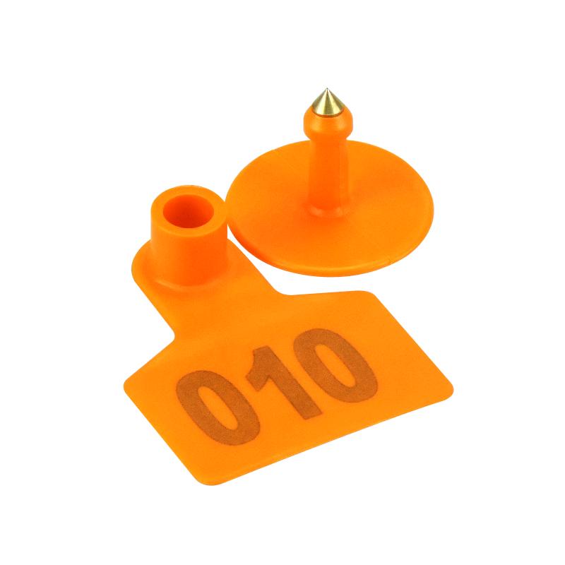 

100pcs Livestock Sheep Goat Pig Ear Tags Earrings Lables 01-500 Farm Animal Identification Tool Card Typing Copper Head Breeding 001-100 оранжевый