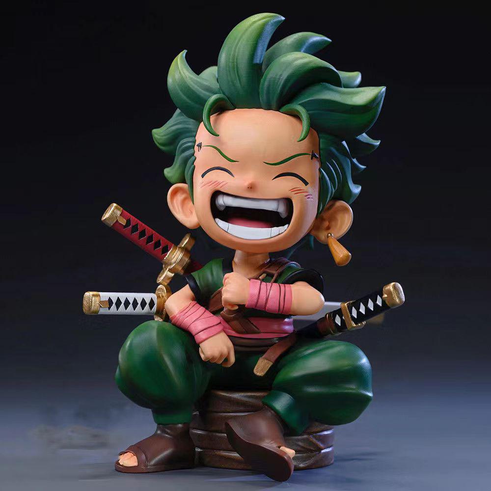 One Piece Q Version Sitting Pose Luffy, Zoro, Sanji Figures - Trendy Play Doll Model Toy Ornament