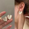 White Color Heart Stud Earrings for Women Girl Korean Love Drop Glaze Aesthetic Daily Life Minimalist Jewelry Piercing Earrings