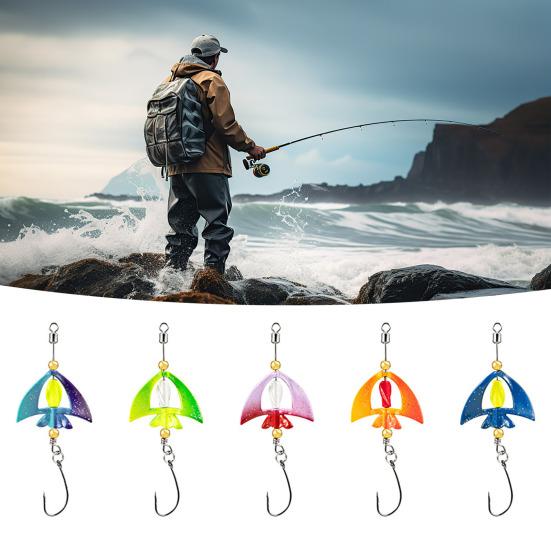 5Pcs 5CM/4G Spinner Blade Lure with Hook Hard Metal Spinnerbait 360 Degrees Rotating Sequin Lure Saltwater Freshwater Walleye Bass Fishing Accessories
