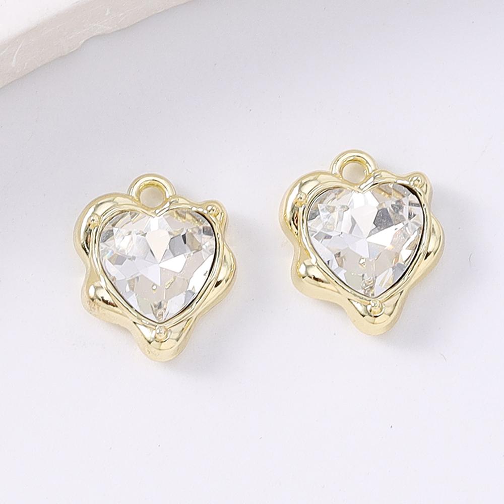 5pcs Elegant Crystal CZ Love Heart Charms Pendants for Necklace Earrings Bracelet DIY Jewelry Making Accessories Supplies