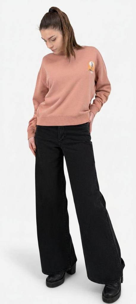 Lee relaxed graphic crew Sepia loose cotton women's sweatshirt with logo S