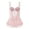 Women's Sheer Mesh Tutu Push Up Padded Cami Lingerie Sleep Dress Set