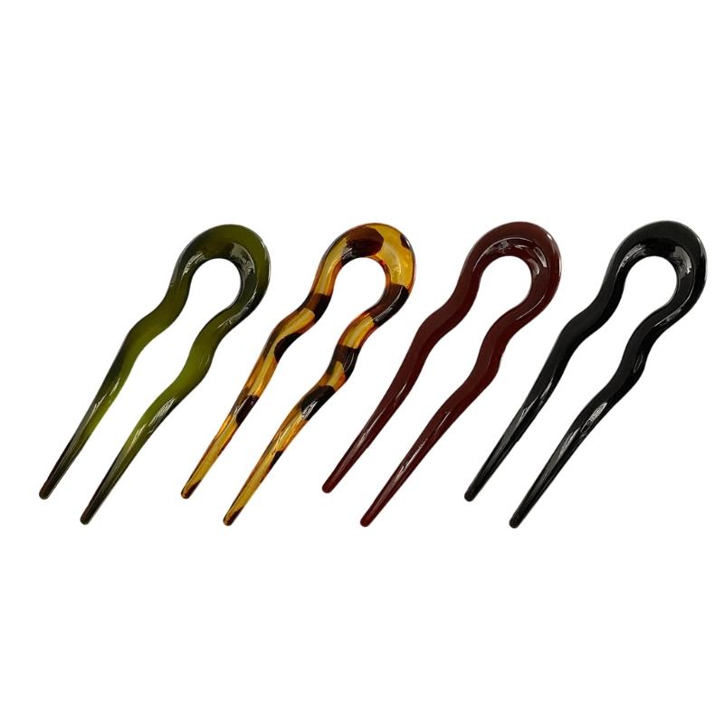 Wavy U Shaped Hair Stick for Stylish Hairstyles Elegant 2 Prong Updo Pin for Women Girls Handmade Headwear Accessories