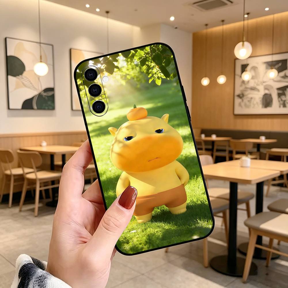 Lu lu C-Capybara Gfit  Phone Case Black Silicone Soft For Samsung Galaxy A73,A72,A71,A70,A53,A52,A51 Samsung a20s