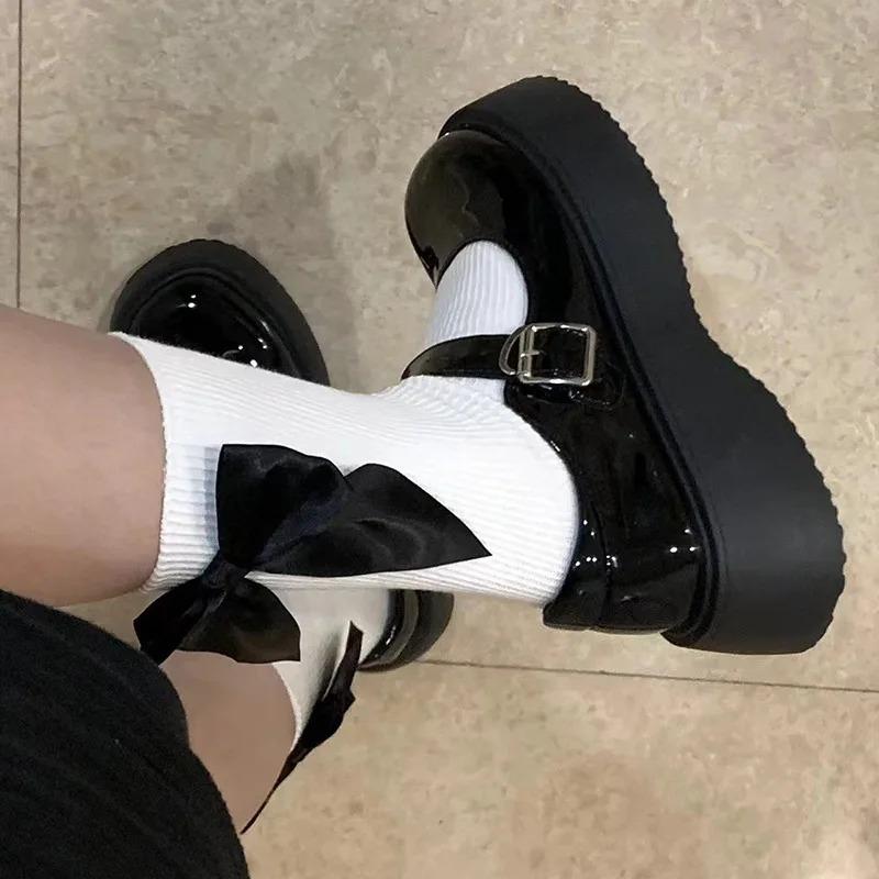 Women's Socks Bow Fashionable Trendy Cute Kawaii Harajuku Sweet Style Lolita Cotton Soft Middle Tube Socks Girl's Gift