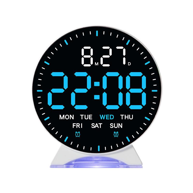 Personalized Jumping Seconds Display Electronic LED Alarm Clock Desktop Ambient Light Decor USB Table Clock with Auto Dimmming