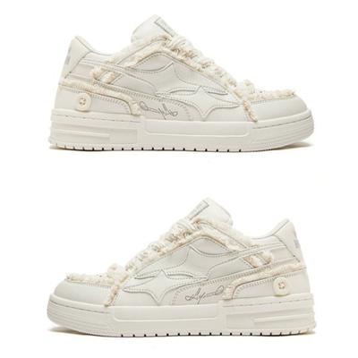 Zapatos Blancos de Suela Gruesa Zapatos Planos de Orillo Desgastado de Moda para Mujer Zapatos Vulcanizados Cómodos Zapatillas de Diseño Nuevo Mujer