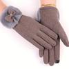 Women's Velvet Outdoor Cycling Bow Warm Gloves Windproof and Cold-proof Touch Screen Gloves