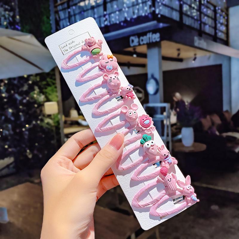 10 pçs/conjunto Meninas Bonito Desenho Animado Unicórnio Arco-Íris Flor Presilhas de Cabelo Crianças Doce Decoração de Cabelo Franja Grampos de Cabelo Acessórios de Cabelo