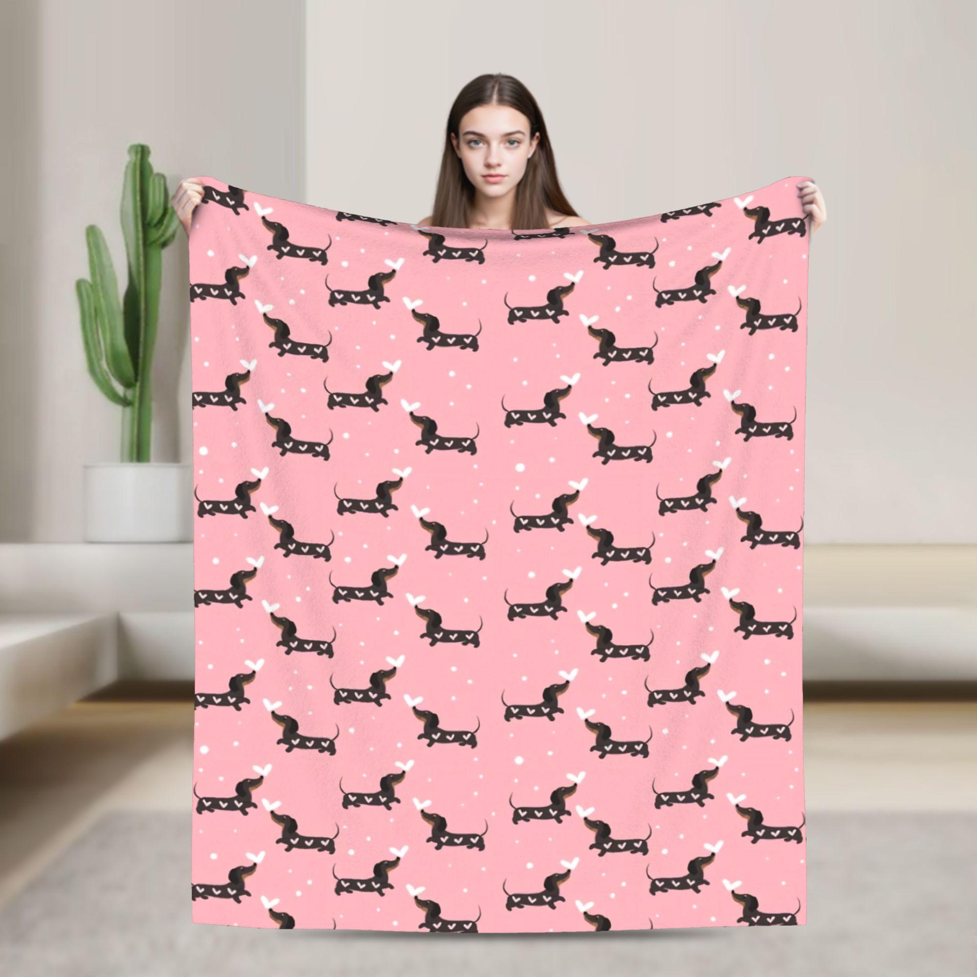 

Dachshund Floral Blanket Dogs Animal Flannel Funny Breathable Throw Blankets for Bed Sofa Decoration 100x150cm
