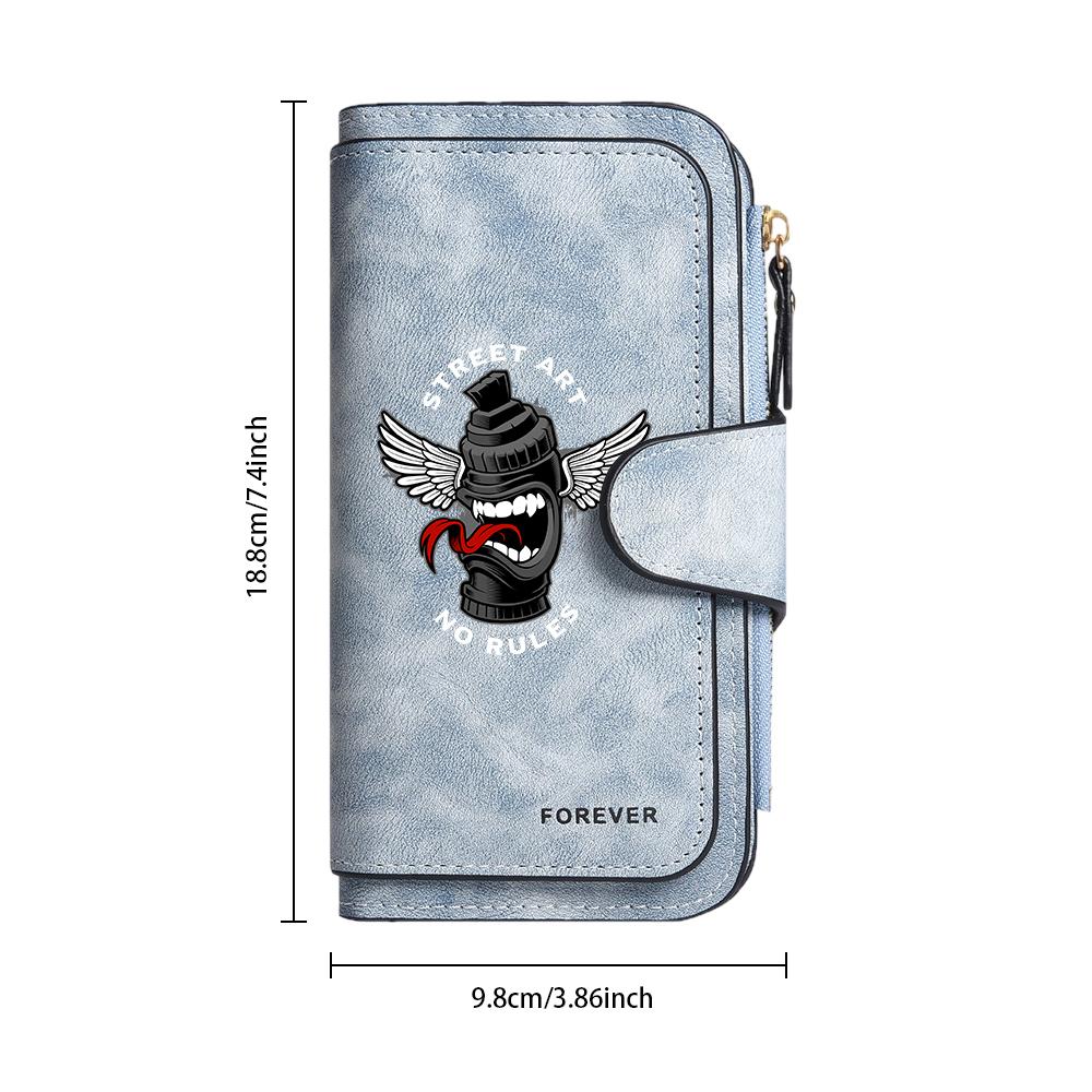 Street Art Printed Long Wallet for Men Women Casual Portable Card Holder Fashion Purse