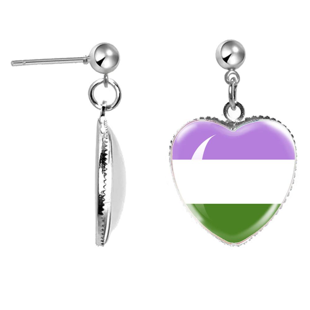LGBT Kunst Homo Lesbische Trots Regenboog Hartvormige Glazen Cabochon Druppel Oorbellen Bedel Sieraden Voor Homoseksualiteit Meisjes Cadeau