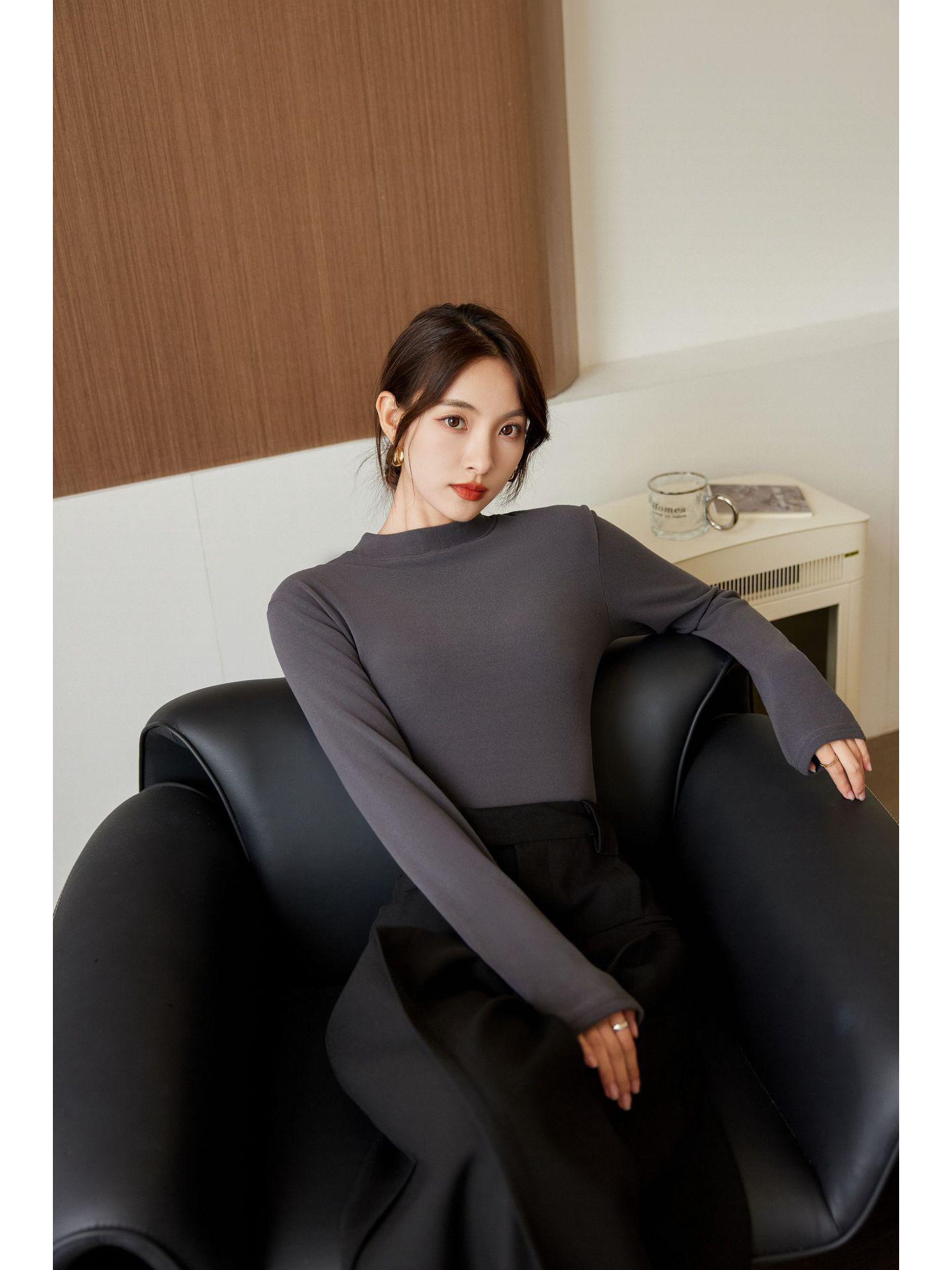 

Женская приталенная рубашка с длинным рукавом и высоким воротом - теплый немецкий бархат, мода осень/зима XL recommend 116-129 jin