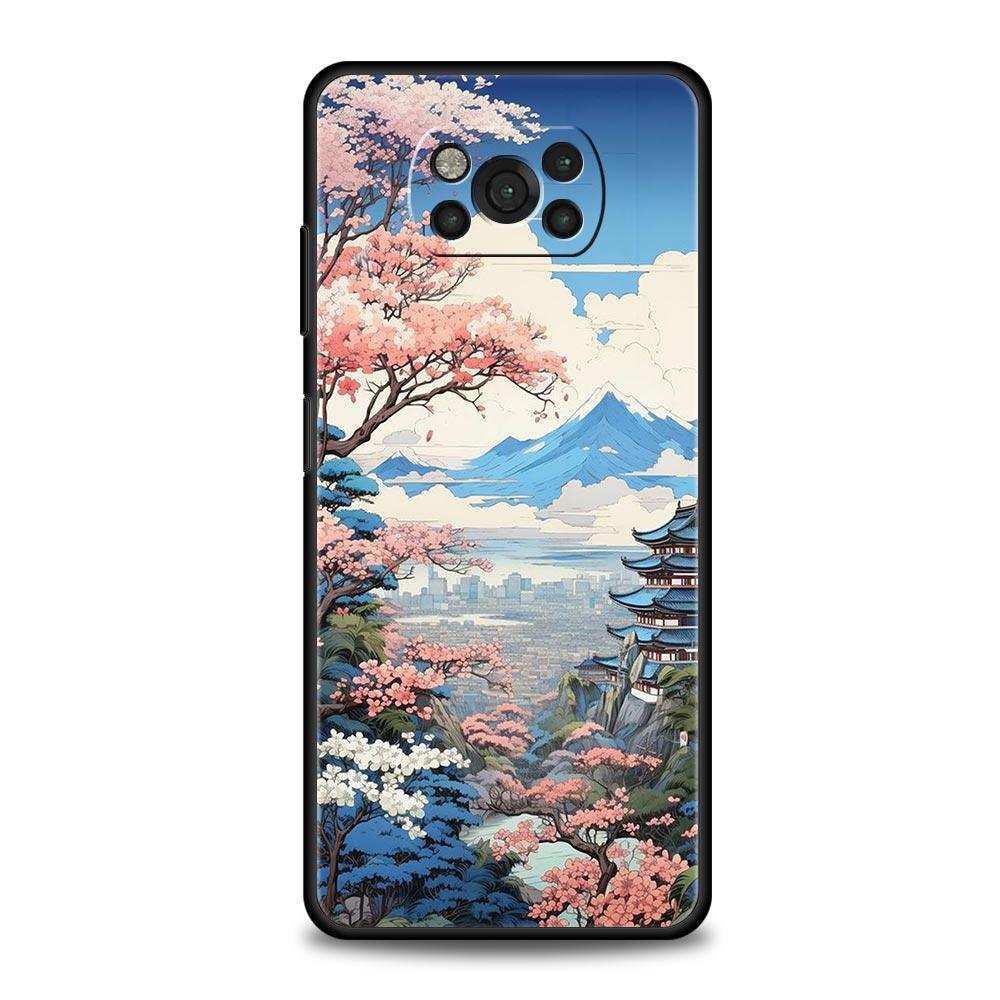 Japanese Landscape Phone Case For For Xiaomi Poco X6 X5 Pro X4 X3 NFC F5 Pro F4 F3 GT M5 M4 Pro 5G M3 C51 C50 C55 Soft Cover