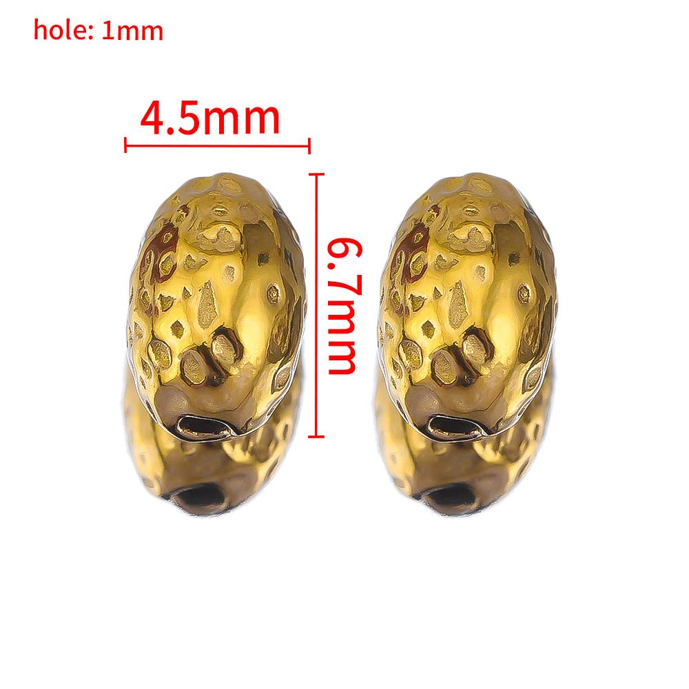 20PCS Stainless Steel Gold Plated Round Oval Dots Texture Small Spacer Beads for Needlework DIY Bracelet Jewelry Making Craft