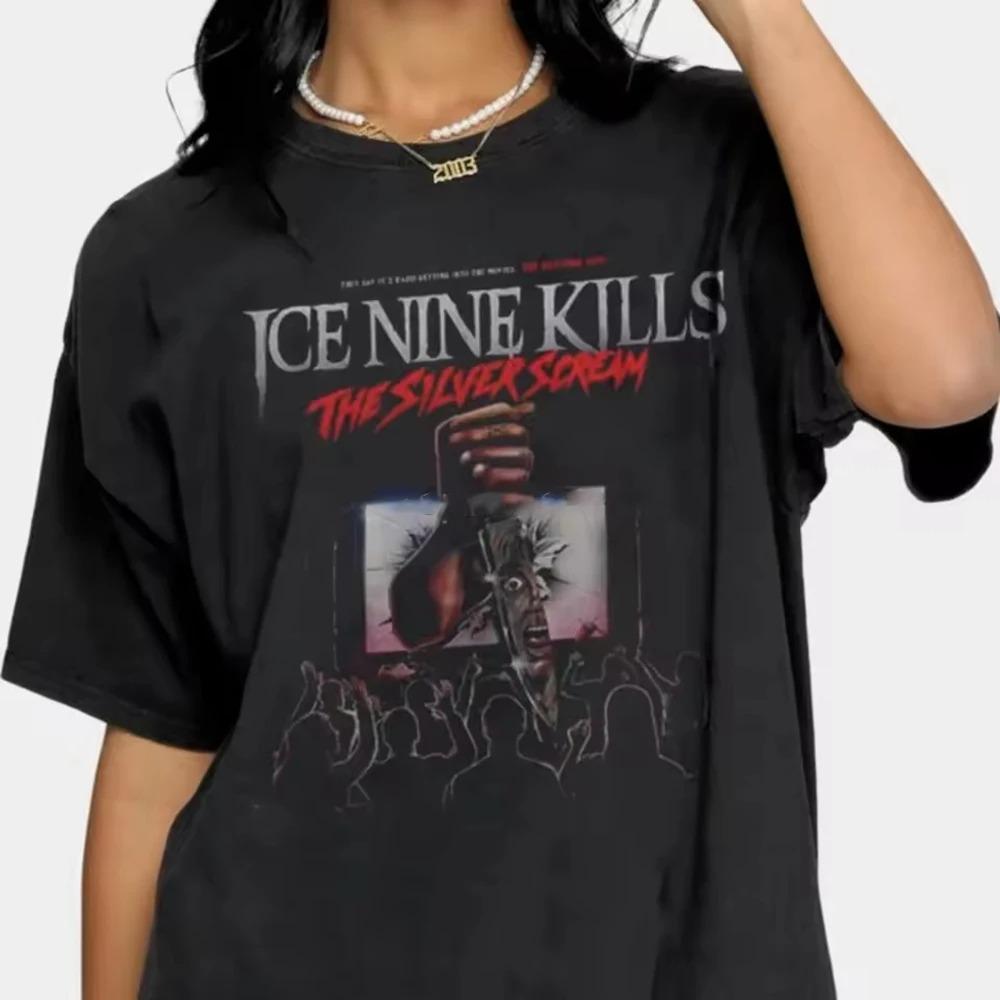 Hot Sale Ice Nine Kills The Silver Scream Rock Band T-Shirt Men Women O-Neck New In Loose Casual Oversized Top Streetwear Hip Hop Summer New Tee