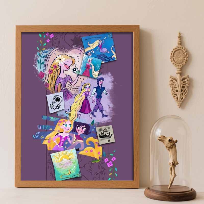 Disney Diamond Painting Kit Unframed, Tangled Rapunzel Pascal Flynn, Classic Style Home Decor Craft, Perfect Gift Idea Round 20x30cm
