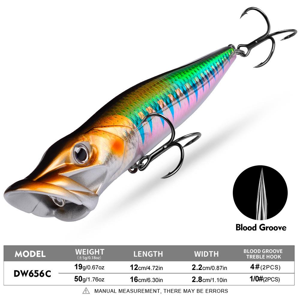Bionic Popper Lure: 19g/50g Floating Splash Bait for Bass & Asp - Realistic Crawling Action