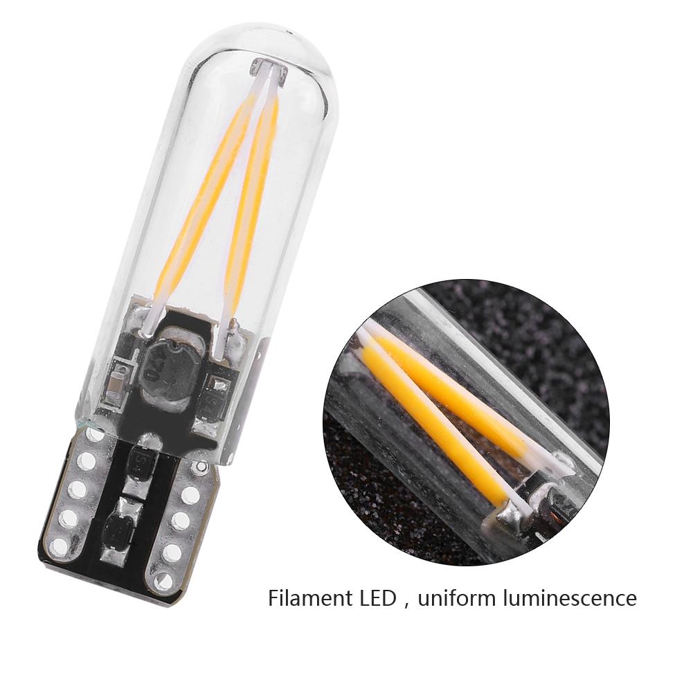 Pair of 8-28V W5W T10 Glass COB Filament LED Car Reading DRL Turn Signal LED Bulb White Light