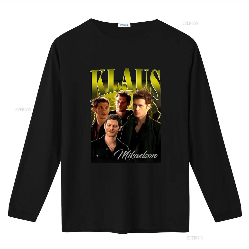 Klaus Mikaelson Koszulka Bluza Joseph Morgan Motyw Wampiryczny Nadruk Idealny dla Fanów Wysokiej Jakości Tkanina vintage Prana