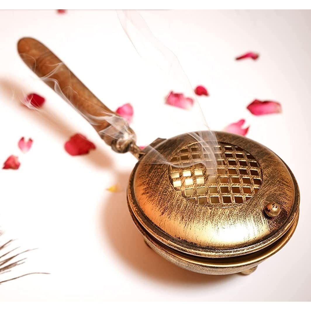 

Dhoop Dani Dhuni Loban Burner, Diameter (Metal, Round, Gold) золотистый