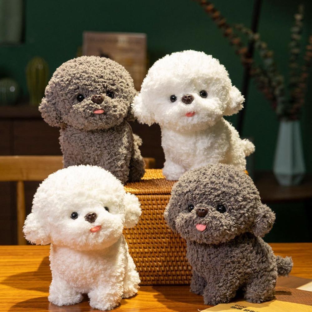 Simulation Plush Dog Toy White Gray Puppy Plushies Doll Lovely Bichon Frise Plush  Home Decor