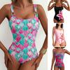 One-piece Swimsuit Wide Square Collar Metal Buckles High Waist Sculptural Cut Women Monokini Swimming