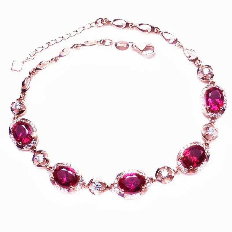 Purple Gold Inlaid Redstone Bracelet, Fashionable Temperament, Exquisite High-End Rose Gold-Plated Colored Gold Jewelry