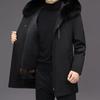 Punk-Stil, Herren mittleren Alters, Daunenmantel aus Samt, Parka mit abnehmbarem Futter, Herrenmantel aus echtem Pelz, mittellang, abnehmbares Futter aus Rex-Kaninchenfell
