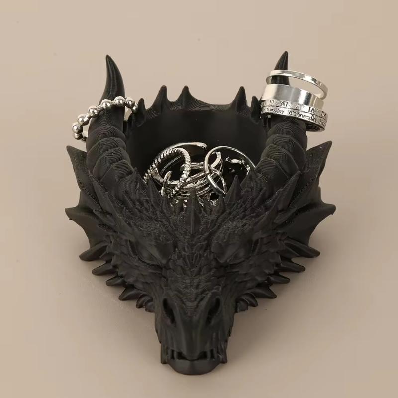 3D Printed Dragon Head Tray Creative Desk Bowl Organizer for Keys Coins Watches Jewelry Fantasy Home Office Decoration Ornament