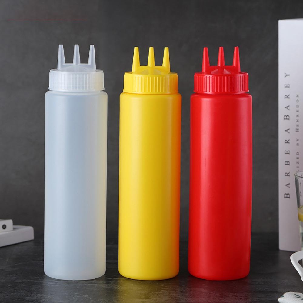 New Plastic Squeezing Sauce Bottle Graduated Squeezable Gravy Boats Kitchen Accessories Condiment Squeeze Bottles