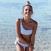 Summer Sexy Bow One Shoulder Striped Bikini Lacing Up Bandage Low Waist Swimsuit Set Two Piece Swimwear Beachwear
