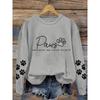 Women's comfortable paw print crew neck sweatshirt, casual long sleeve pullover