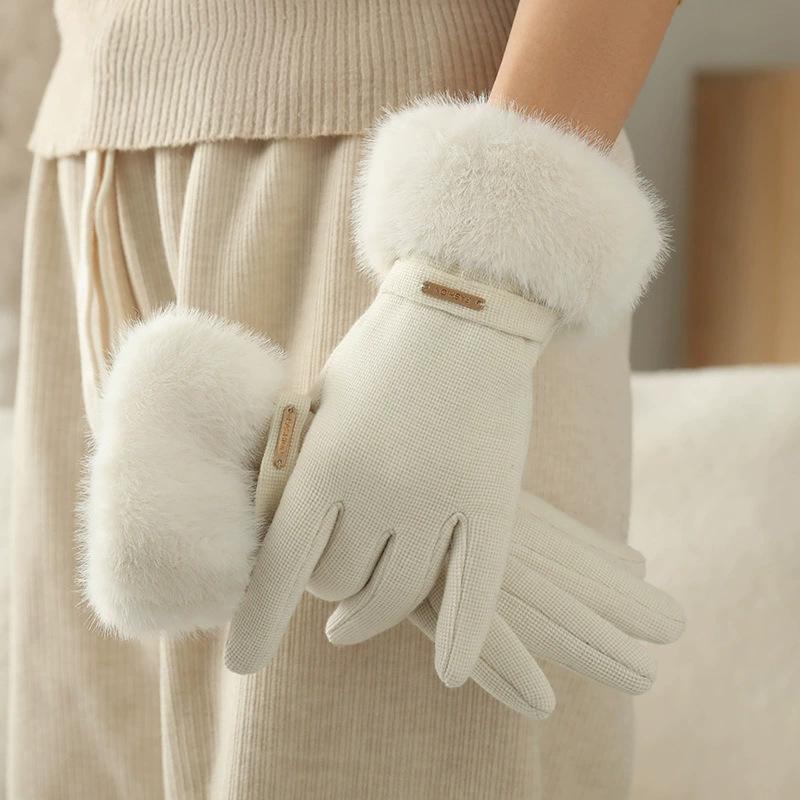 Gloves For Women In Autumn And Winter  Thickened With Velvet For Warmth