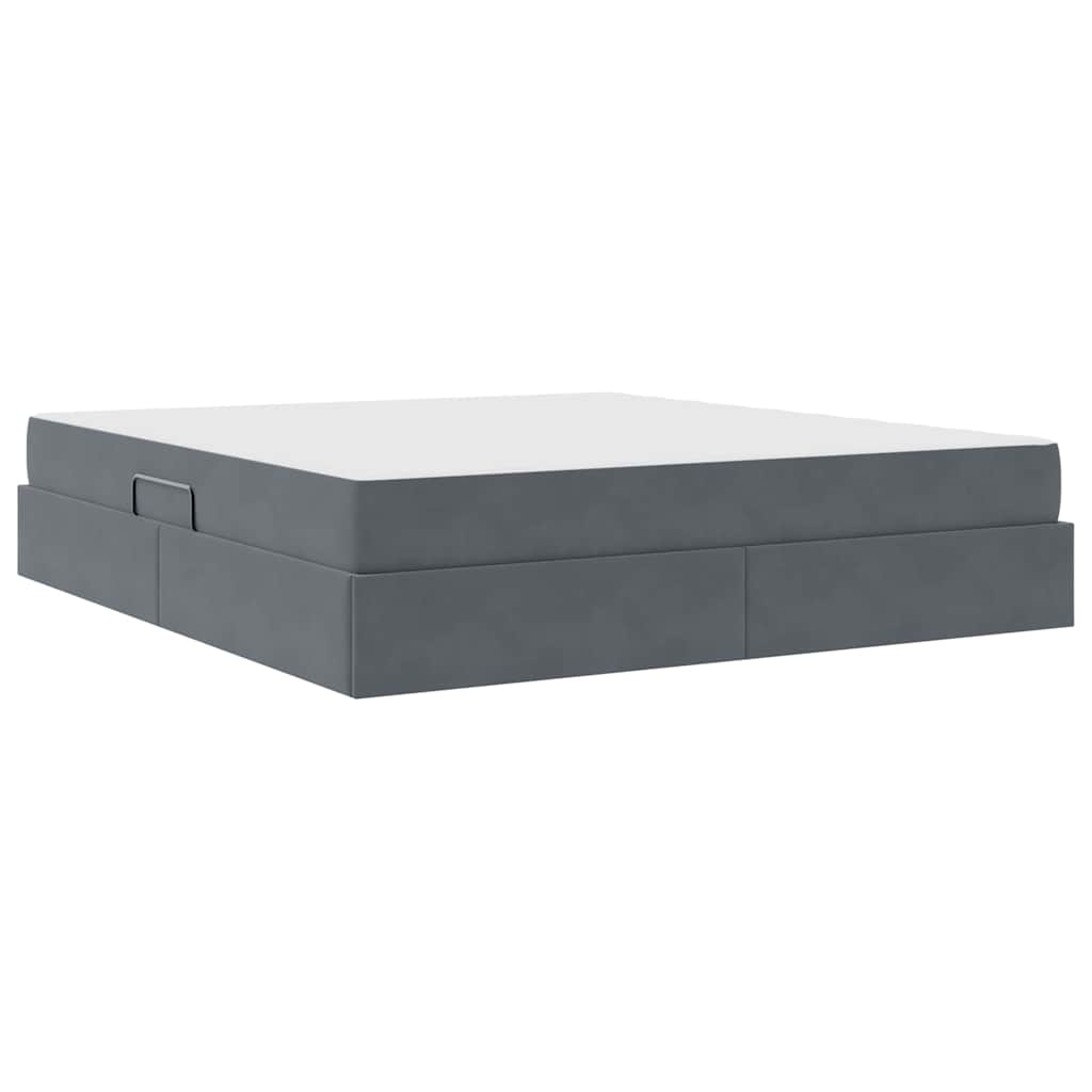 Storage Bed with Mattress Dark Grey 160 x 200 cm Velvet