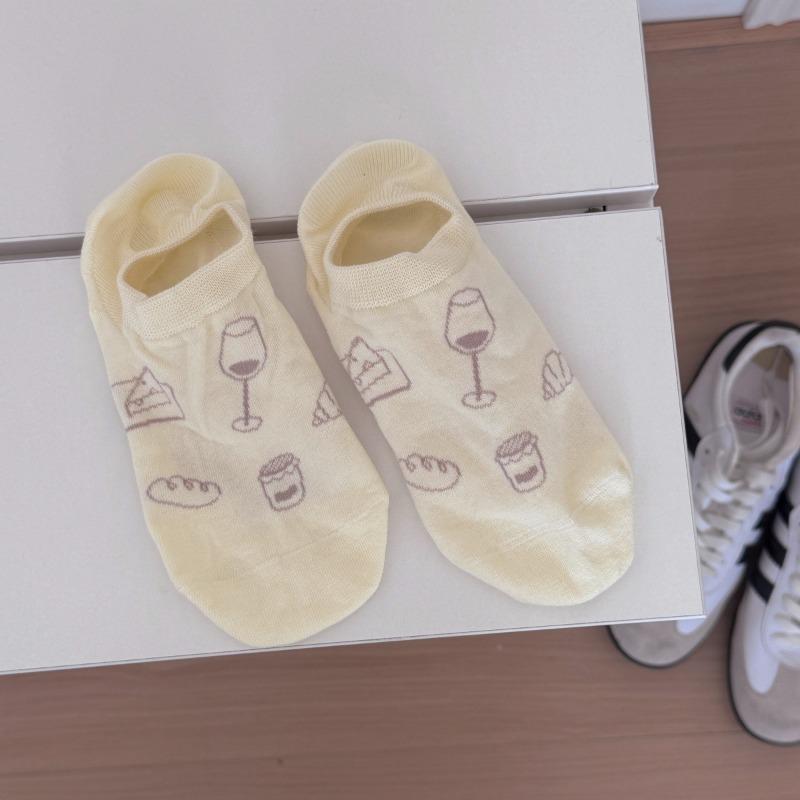 

Женские весенне-летние хлопковые милые носки с ручной росписью с неглубоким вырезом, невидимые, дышащие, влагоотводящие, бесшовные 1 pair жёлтый