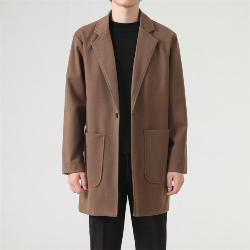 Woolen Coat Medium and Long Trench Coat Youth Suit Loose Men's Coat
