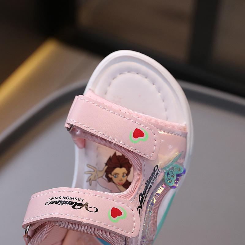 Girls sandals 2025 summer new children's beach shoes little girl cartoon shoes baby girl soft-soled princess shoes