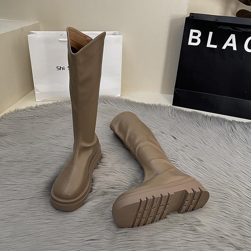 Fashion Versatile But Knee Boots Women's 2025 Summer New Retro Thin Small Thick-soled Heightening Knight Boots