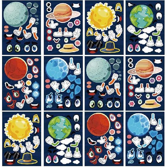 24 Sheets 8.27''×5.9'' Make Your Own Robot Stickers for Kids Toddlers, Make a Face Stickers for Kids Party Favors Activities