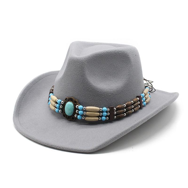 Spring Men'S And Women'S Riding Woolen Felt Hats Western Cowboy Hats British Classic Retro Wide-Brimmed Top Hats
