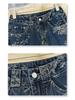 Women's High Waist Retro Blue Jacquard Straight Leg Jeans - 2025 Autumn Collection